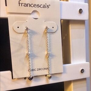 Francesca's Collections Silver Heart Chain Earrings